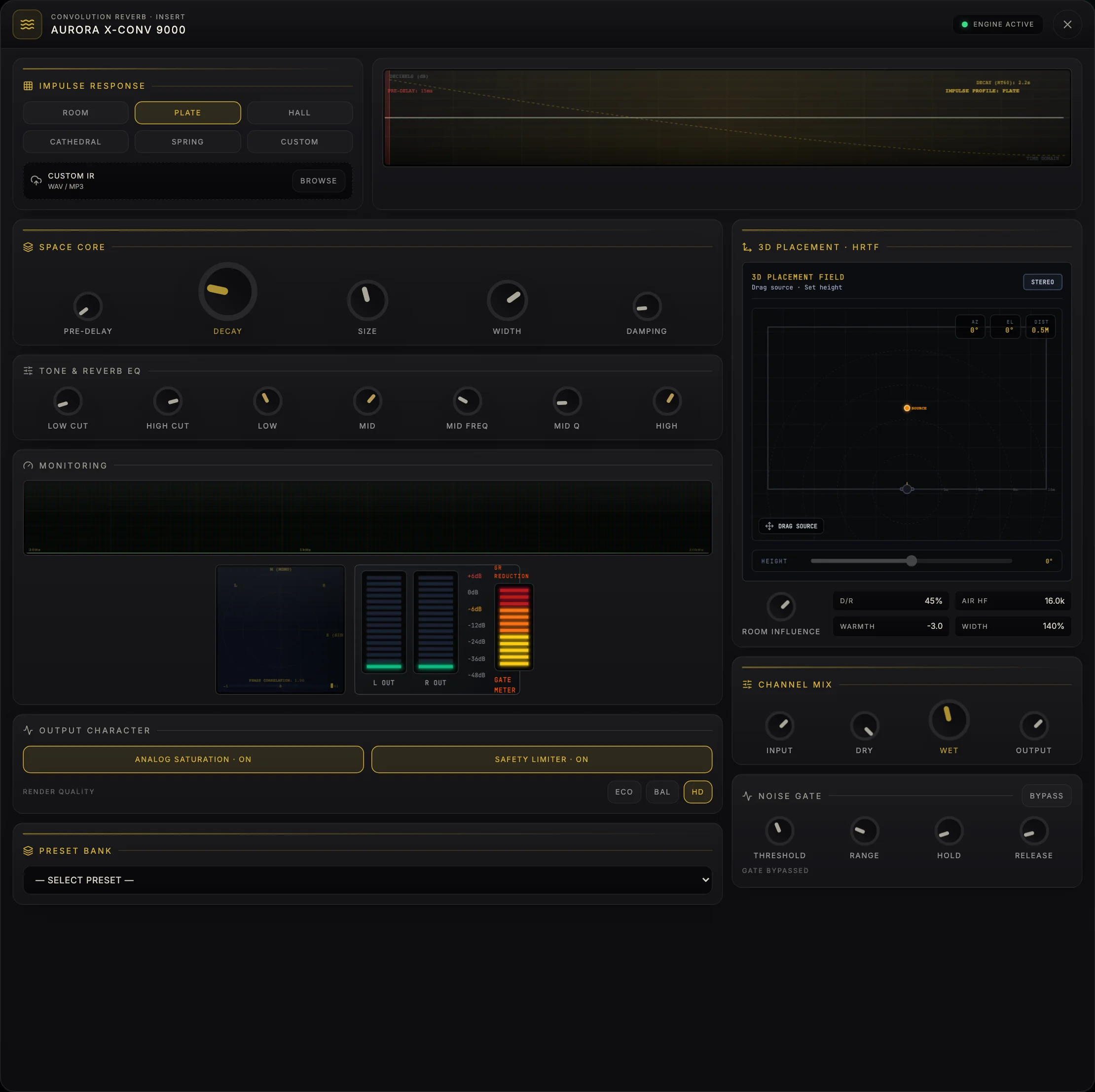Spider Neural Ultra HD Convolution Reverb interface