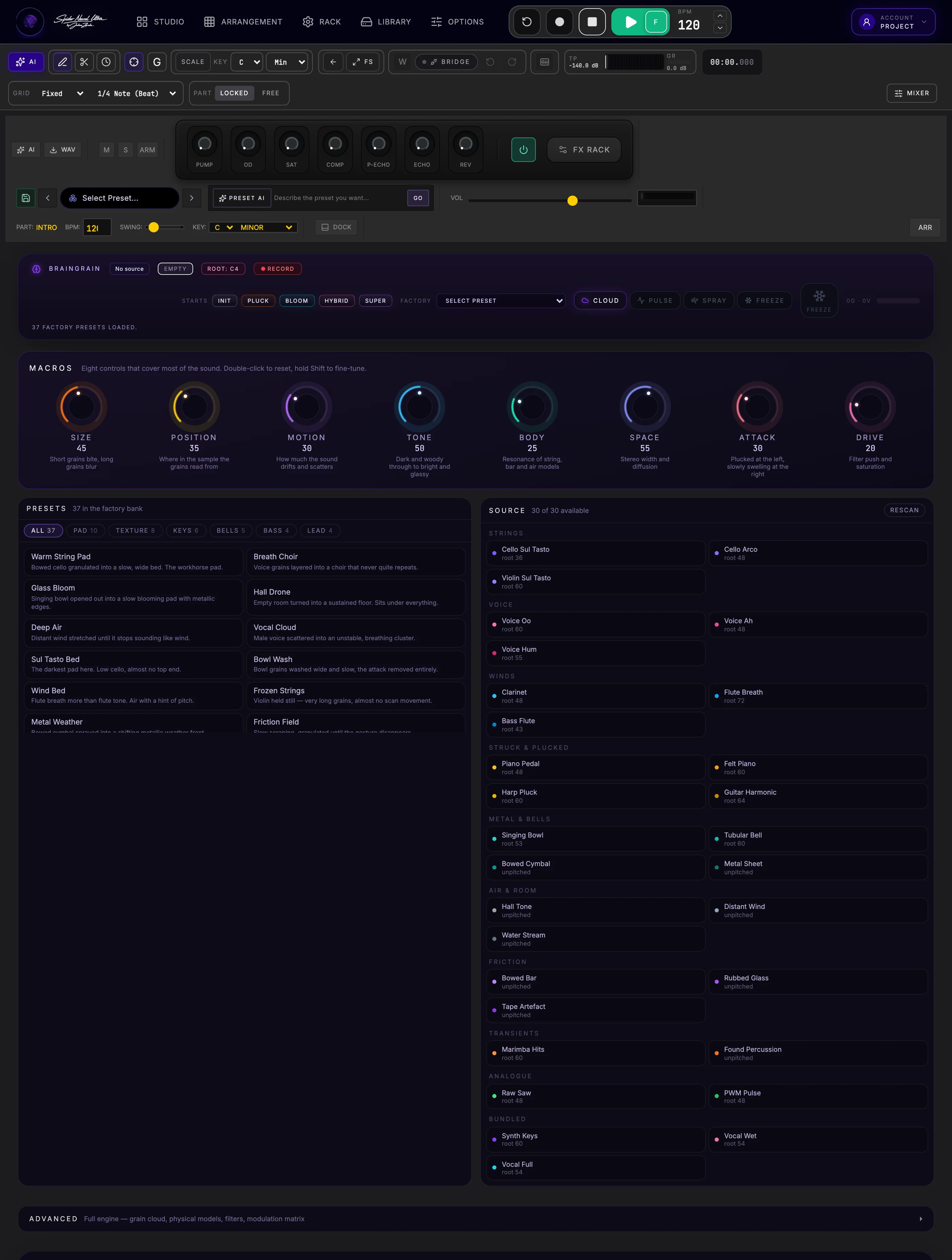 BrainGrain HD granular instrument editor