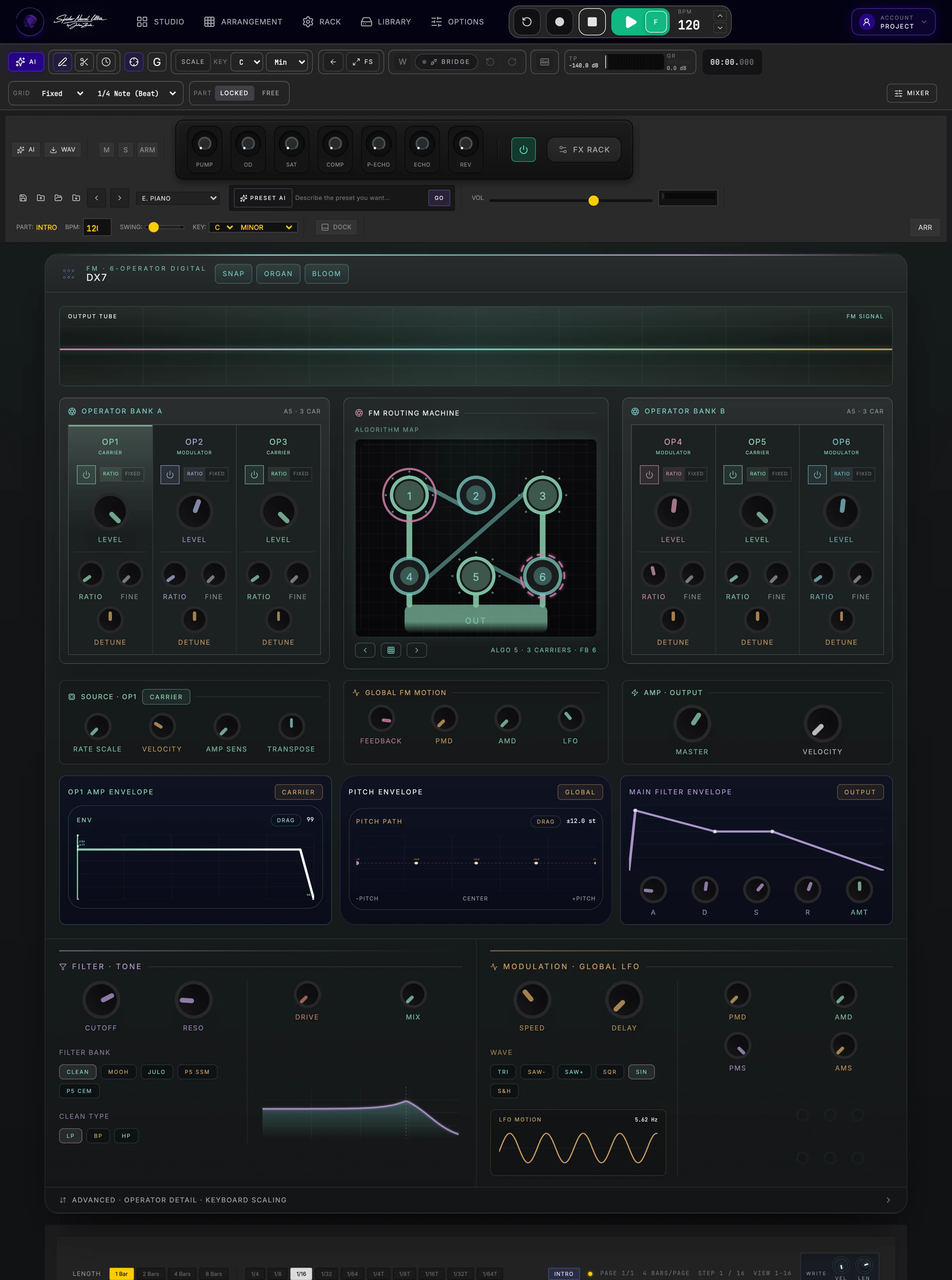 FM-7 DinX six-operator FM synthesizer editor