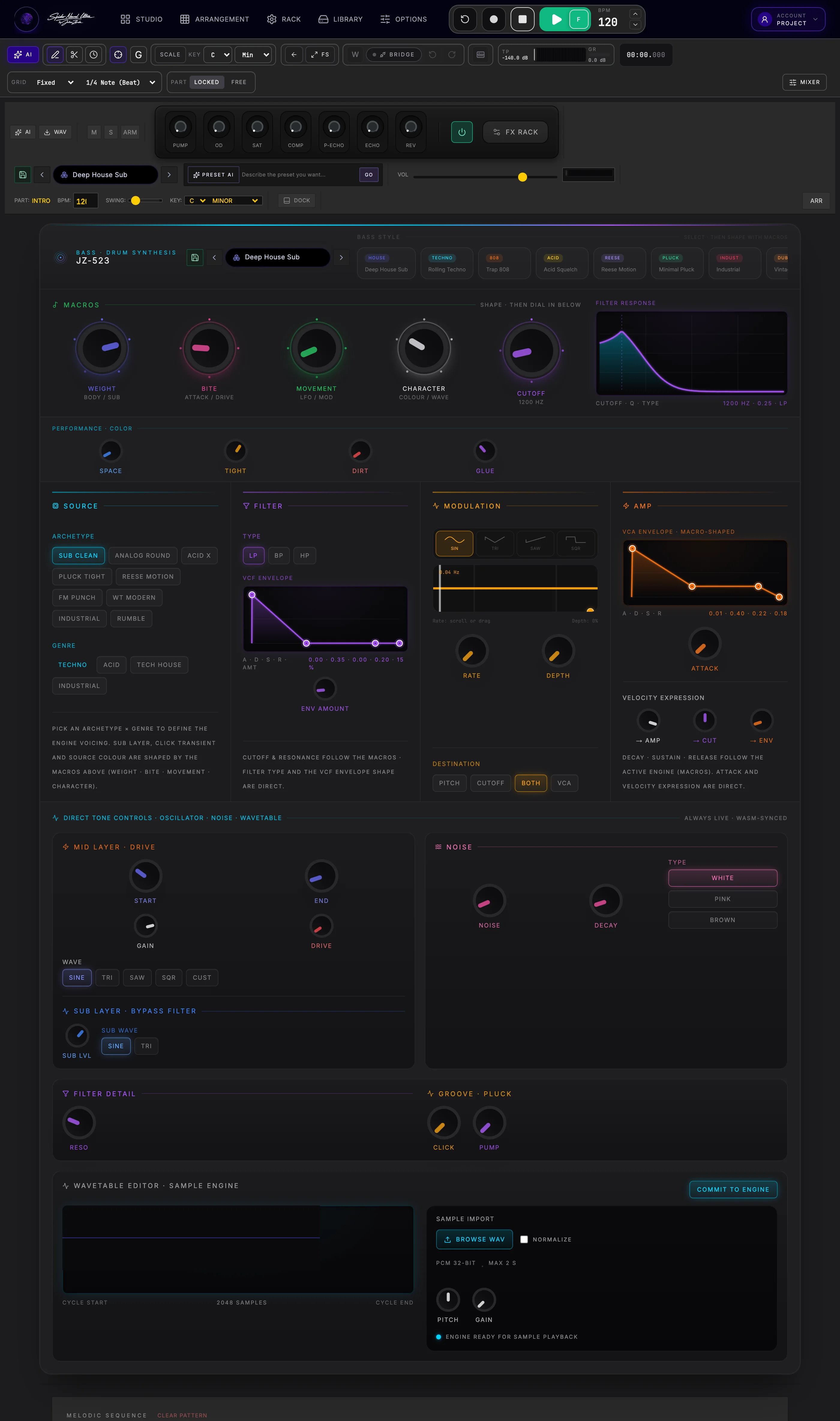 JZ-523 HD bass engine editor