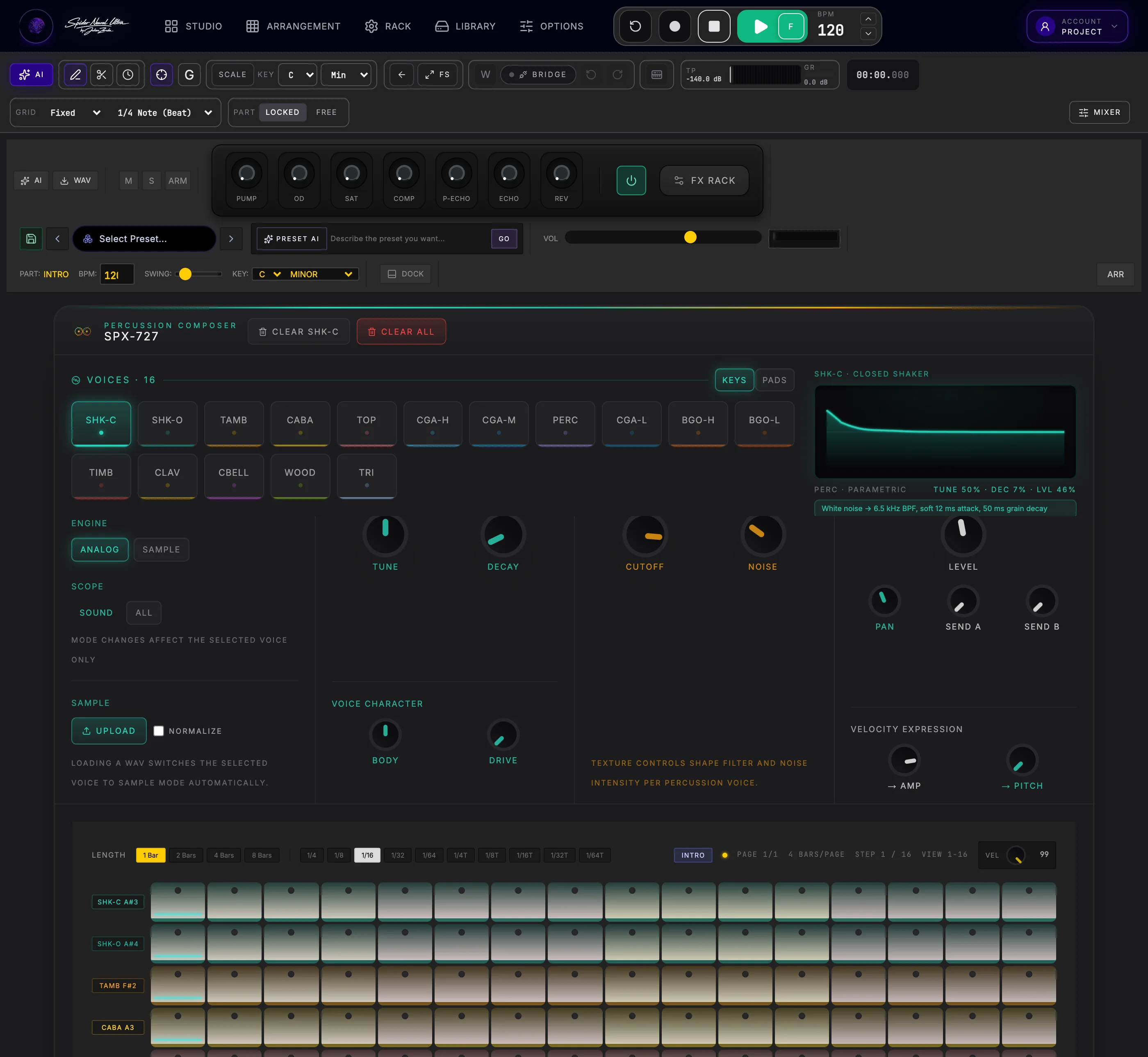 SPX-727 percussion machine editor