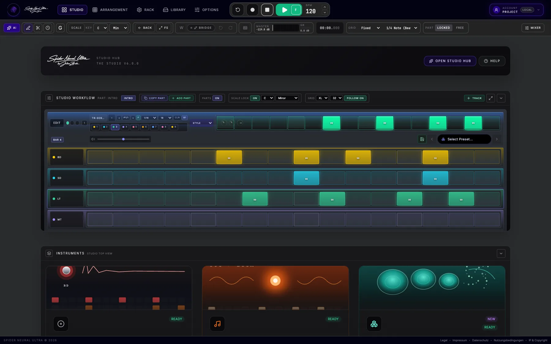 Spider Studio Flow running its built-in browser instruments